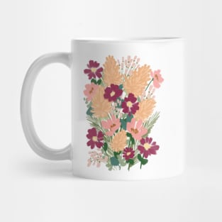 Orange and Red Abstract Wild Flowers Illustration Mug